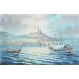 Edwin Galea (1934- ) Maltese. "Mgarr- Gozo", a Maltese Coastal Scene, Watercolour, Signed and