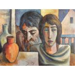 Diego (20th Century) Spanish. 'Composition', Head Studies, Oil on Canvas, Signed, and Inscribed on