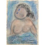 Dora Holzhandler (1928-2015) French/British. A Naked Lady in the Sea, Mixed Media, Signed and