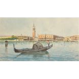 20th Century Italian School. Figures in a Gondola, with Venice in the distance, Watercolour,