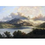 Frederick Lee Bridell (1831-1863) British. 'A Highland Loch Scene', Oil on Canvas, Signed and