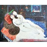 Dora Holzhandler (1928-2015) French/British. A Naked Couple Lying on a Bed, Lithograph, Signed and