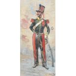 Marly Mory (19th - 20th Century) European. Study of a Soldier in Uniform, Watercolour,