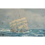 Kenneth Denton Shoesmith (1890-1939) British. A Clipper in Full Sail, in Choppy Waters, Watercolour,