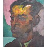 Hedwig Marquardt (1884-1969) German. An Expressionist Portrait of a Man, Oil on Panel, 13.75" x 12.