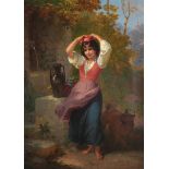 Henry Penry Williams (1798-1885) British. A Beautiful Young Italian Girl Collect Water by a Well,