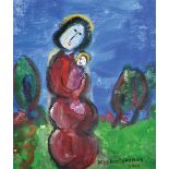 Dora Holzhandler (1928-2015) French/British. A Mother and Child in a Garden, Mixed Media, Signed and