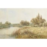Henry John Kinnaird (act.1880-1920) British. "Hayfield on the Thames, near Mapledurham",