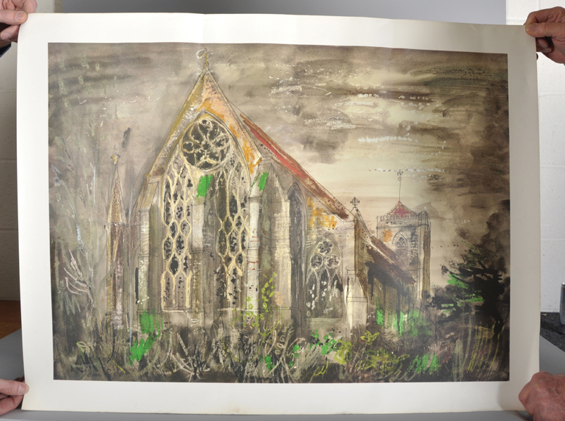 After John Piper (1903-1992) British. "Dorchester Abbey", Study of a Church, Limited Edition - Image 2 of 3