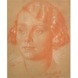 Ian Campbell (19th - 20th Century) British. Head Study of a Lady, Chalk, Signed and Dated '37, 9"