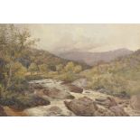 David Law (1831-1901) British. A Rocky River Landscape, Watercolour, Signed, 13.5" x 20".