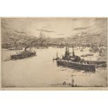 Arthur John Trevor Briscoe (1873-1943) British. "Gravesend Reach", Etching, Signed and numbered 12/