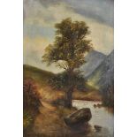 R... Dell (20th Century) British. A Rocky River Landscape, Oil on Canvas, Signed on the reverse,