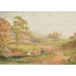 Bernard Foster (20th Century) British. "Herefordshire Farmstead", Watercolour, Signed, and Inscribed