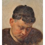 19th Century English School. Study of a Boy, with a Black Cap, Oil on Canvas laid down, signed