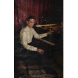 Horacio Capilla (1927- ) Spanish. Study of a Famous Piano Player, Oil on Unstretched Canvas, Signed,