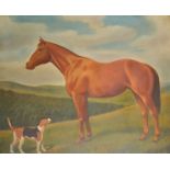 Noel Dowling (20th - 21st Century) British. A Horse and Dog in a Landscape, Oil on Canvas, Signed,