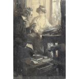 Cyrus Cincinnati Cuneo (1879-1916) British. Figures in a Interior by a Window, Oil on Board, 11.