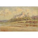J... Woodergun (20th Century) British. A River Landscape, with a Hill Top Castle, Oil on Board,
