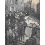 Cyrus Cincinnati Cuneo (1879-1916) American/British. A Street Scene with Figures, Mixed Media,