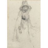 Charles Jean Agard (1866-1950) French. Study of a Lady, Wearing a Hat, Pencil, Signed, 8.75" x 6.