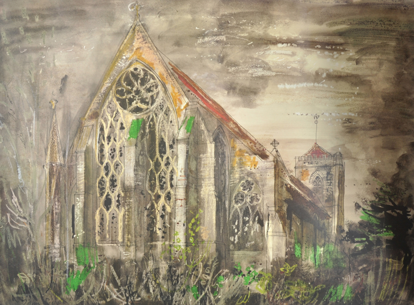 After John Piper (1903-1992) British. "Dorchester Abbey", Study of a Church, Limited Edition