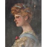 Circle of Thomas Benjamin Kennington (1856-1916) British. Portrait of a Lady, wearing a Blue and