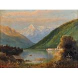 19th Century European School. A Mountainous River Landscape, Oil on Panel, Signed and Inscribed '