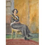 Albert Ludovici (1852-1932) British. A Seated Lady, in an Interior, Watercolour, Signed, 11.5" x 8.