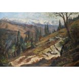 G... Rodney Brown (19th Century) British. A Mountainous River Landscape, Oil on Canvas, Signed,