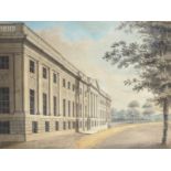19th Century English School. Study for a Columned Building, Watercolour, 19" x 26".