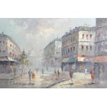 Jean Moulin (20th Century) French. A Parisian Street Scene with Figures, Oil on Canvas, Signed,