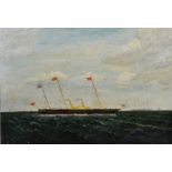 R... Overton (20th Century) British. A Steam and Sail, Oil on Artist's Board, Signed and