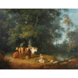 Attributed to George Morland (1763-1804) British. 'The Farmer with His Milkmaids', Oil on Canvas,