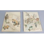 A PAIR OF FINE QUALITY JAPANESE MEIJI PERIOD PAINTINGS ON PAPER, circa 1900, depicting a