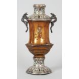 A FINE QUALITY JAPANESE MEIJI PERIOD SHIBAYAMA GOLD LACQUER & ENAMELLED SILVER-METAL VASE, the