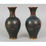 A PAIR OF GOOD QUALITY EARLY/MID 19TH CENTURY CHINESE CLOISONNE VASES, each decorated with