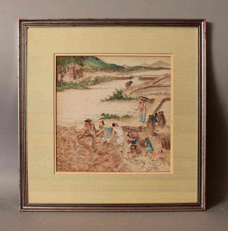 A FINE QUALITY 19TH CENTURY FRAMED CHINESE PAINTING ON PAPER, in watercolour and ink, depicting a