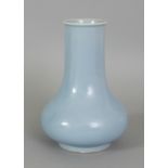 A GOOD QUALITY CHINESE CLAIRE-DE-LUNE VASE, the base with a six-character Kangxi mark and a paper