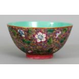 A GOOD QUALITY CHINESE FAMILLE ROSE PORCELAIN BOWL, decorated to the exterior sides with dense