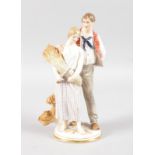 A GOOD 19TH CENTURY MEISSEN GROUP OF A MAN AND WOMAN, the woman carrying a sheath of corn by