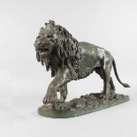 CHRISTOPHER FRATIN (1800-1864) FRENCH A LARGE BRONZE OF A LION, front left foot off the ground,