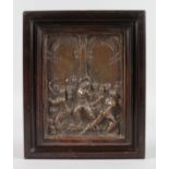 AFTER GALEAZZO MONDELLA (1467-1528) A metal plaque, Relief of the Flagellation of Christ, in a