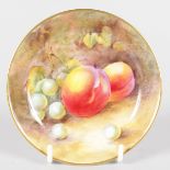 A ROYAL WORCESTER FRUIT PAINTED PIN TRAY, signed by Nichols, black mark.