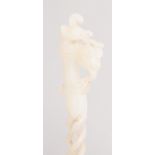 A GOOD 19TH/20TH CENTURY WHITE JADE HAIR ORNAMENT, with pierced triple twist stem, the top carved in