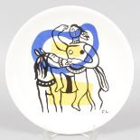 A PLATE with FERNAND LEGER DECORATION. 9.5ins diameter.