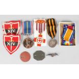 VARIOUS MEDALS AND DOG TAGS.