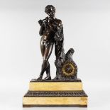 A SUPERB 19TH CENTURY FRENCH BRONZE AND YELLOW MARBLE CLOCK, the movement contained in a tree stump,