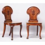 A GOOD PAIR OF 19TH CENTURY MAHOGANY HALL CHAIRS by A. BLAIN, LIVERPOOL, with shield shaped backs,