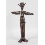 GUIDO MARIANI (CIRCA. 1990) ITALIAN A BRONZE STANDING ELONGATED FIGURE, arms outstretched. Signed G.